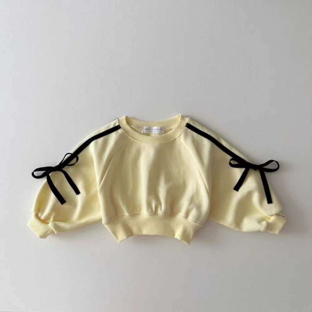 Autumn Baby Kids Girls Casual Bows Tied Pullover And Pants Clothing Set