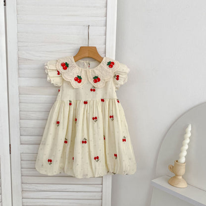 Summer Girls Cute Cherry Pattern Onesies and Dress – Princess Sister Matching Set, MyKids-USA®, Baby & Children's Outfits, MyKids-USA - Size/Age - 66 (3-6M) - Color - Beige -  -  - TR2604052344-B.