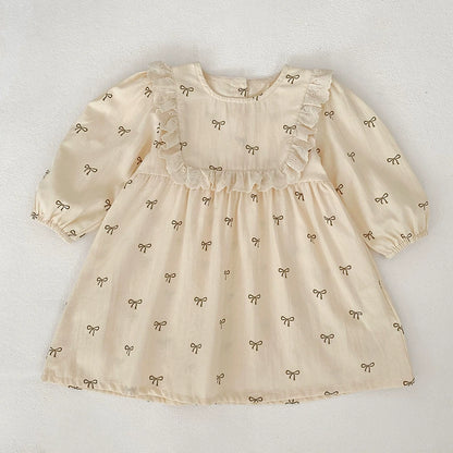 Autumn Baby Girls Butterfly-bow Pattern Long-sleeved Onesies and Dress – Princess Sister Matching Set, MyKids-USA®, Baby & Toddler Outfits, MyKids-USA - Size/Age - 66 (3-6M) - Color - Beige -  -  - TR2507302332-B