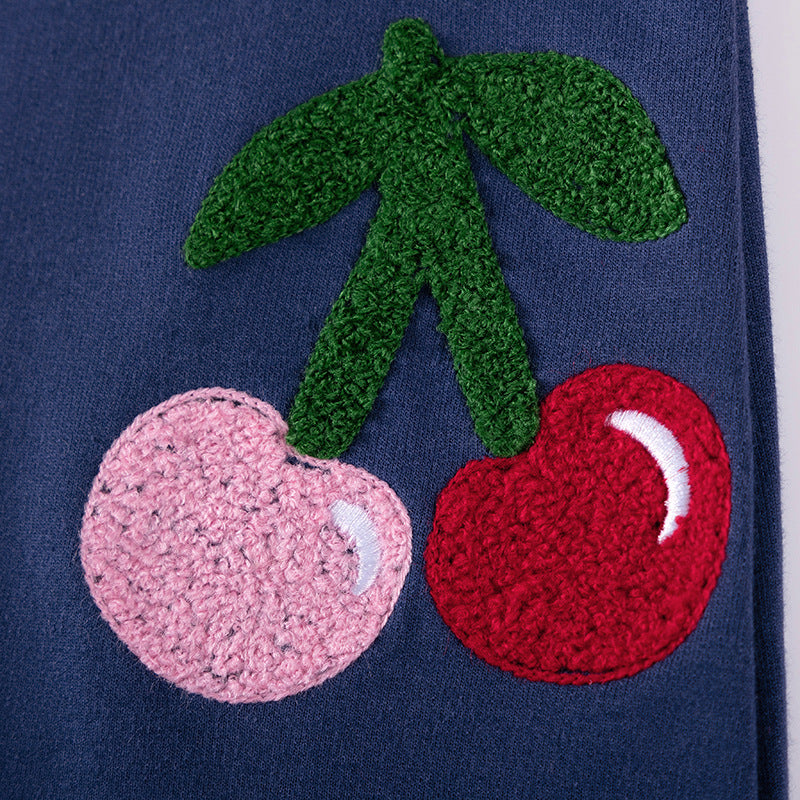 Autumn Arrival Cherry Pattern Long Sleeves Striped Crew Neck Dress for Stylish Girls, MyKids-USA®, Baby & Toddler Dresses, MyKids-USA -  -  -  -  -  -  - 