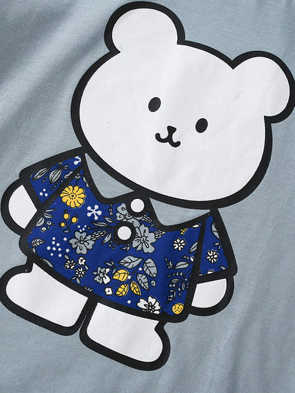 Summer Girls’ Cartoon Pattern T-shirt in European and American Style