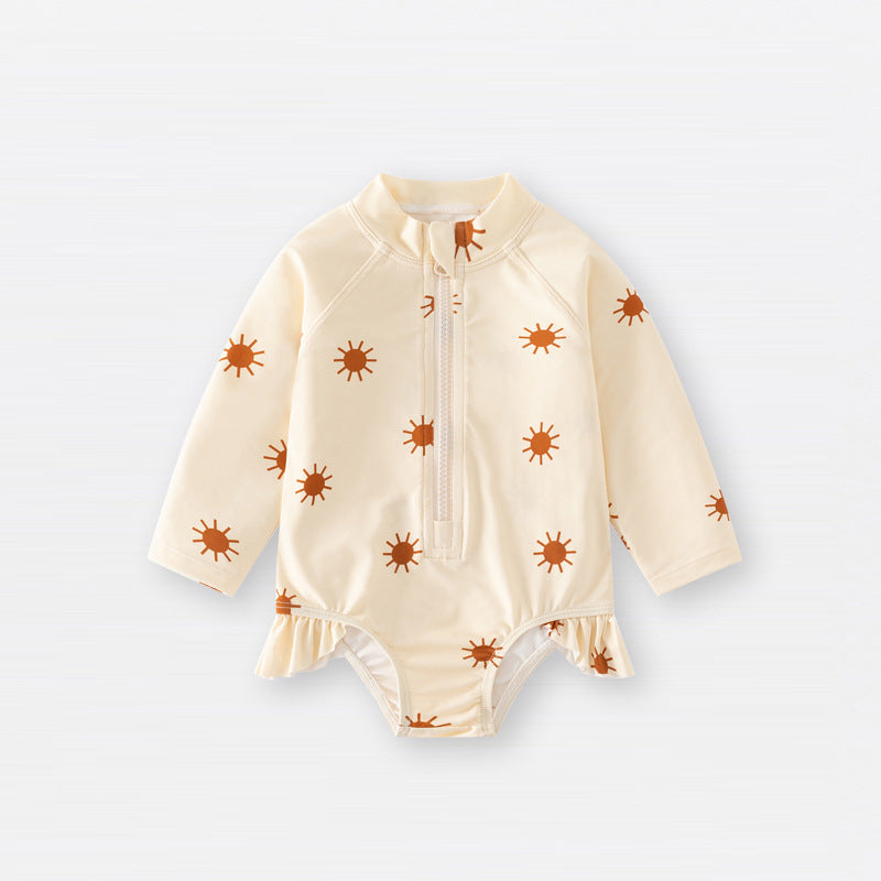 Summer Arrival Baby Girls Casual Cute Pattern Zip-up Swimwear
