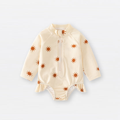 Summer Arrival Baby Girls Casual Cute Pattern Zip-up Swimwear