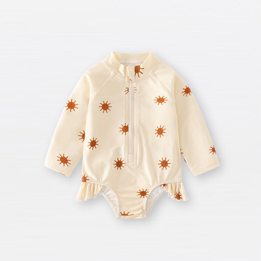Summer Arrival Baby Girls Casual Cute Pattern Zip-up Swimwear