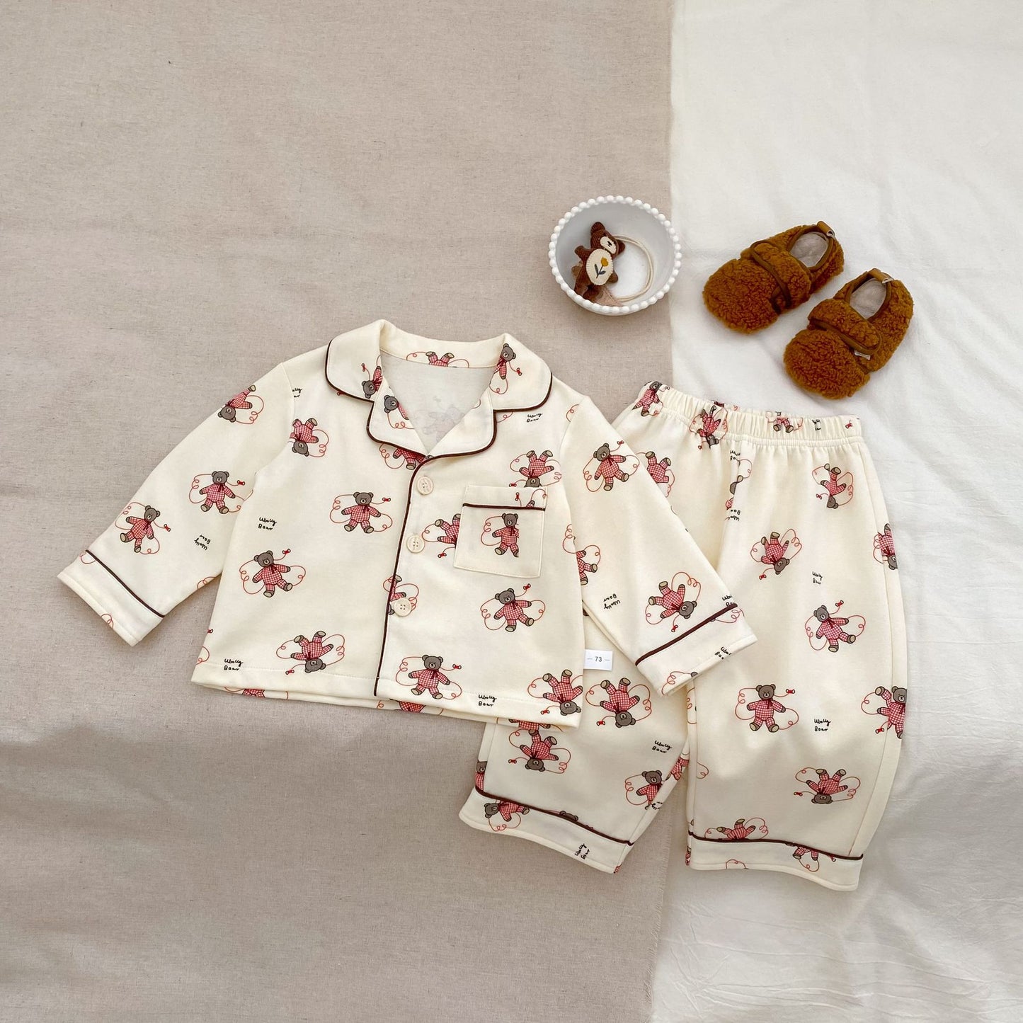 Winter and Autumn Baby Kids Long Sleeves Animals Cartoon Pattern Top and Pants Pajamas Clothing Set, MyKids-USA®, Pajamas, MyKids-USA - Size/Age - 73 (6-9M) - Color - Brown -  -  - TR2511291937-B