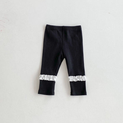 Autumn Arrival Elastic Baby Kids Girls Lace Decorated Pants, MyKids-USA®, Leggings, MyKids-USA - Size/Age - 73 (6-9M) - Color - Black -  -  - TR2509302332-B