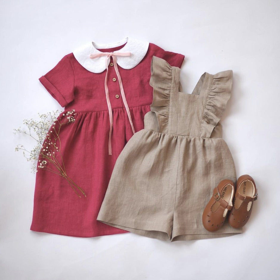 New Arrival Summer Baby Kids Girls Solid Color Simple Dress Design Overalls – Sister Matching Set