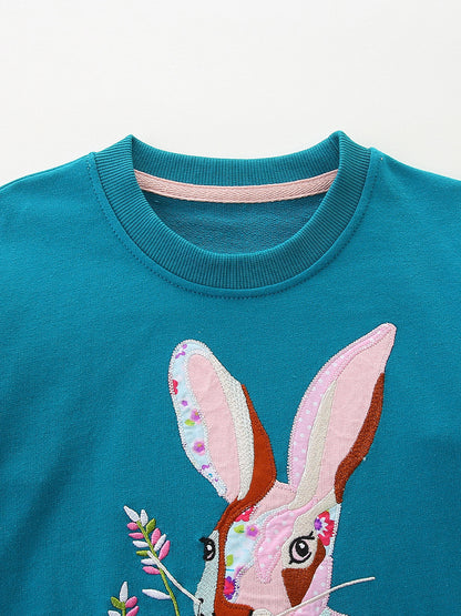 Autumn and Spring Arrival Animals Cartoon Pattern Long Sleeves Sweatshirt for Stylish Girls