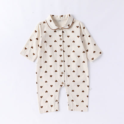 Spring Arrival Baby Unisex Long Sleeves Simple Heart Pattern Rompers, MyKids-USA®, Baby One-Pieces, MyKids-USA - Size/Age - 66 (3-6M) - Color - Apricot -  -  - TR2502282302-A