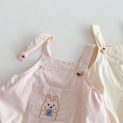 Summer Arrival Baby Unisex Teddy Bear Embroiedred Sleeveless Strap Onesies Overalls, MyKids-USA®, Baby One-Pieces, MyKids-USA -  -  -  -  -  -  - 