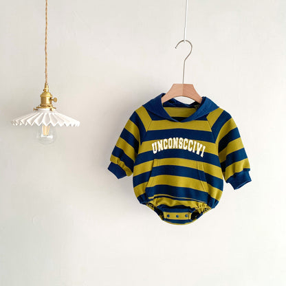 Autumn Arrival Baby Unisex Long Sleeves Striped and Letters Pattern Hooded Onesies, MyKids-USA®, Baby One-Pieces, MyKids-USA - Size/Age - 66 (3-6M) - Color - Yellow -  -  - TR2509142339-B