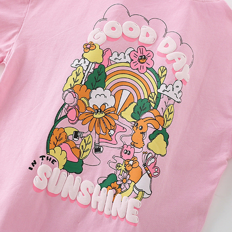 Summer Baby Kids Flowers and Letters Pattern T-shirt and Shorts Clothing Set for Girls, MyKids-USA®, Baby & Toddler Outfits, MyKids-USA -  -  -  -  -  -  - 