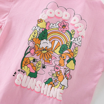 Summer Baby Kids Flowers and Letters Pattern T-shirt and Shorts Clothing Set for Girls, MyKids-USA®, Baby & Toddler Outfits, MyKids-USA -  -  -  -  -  -  - 