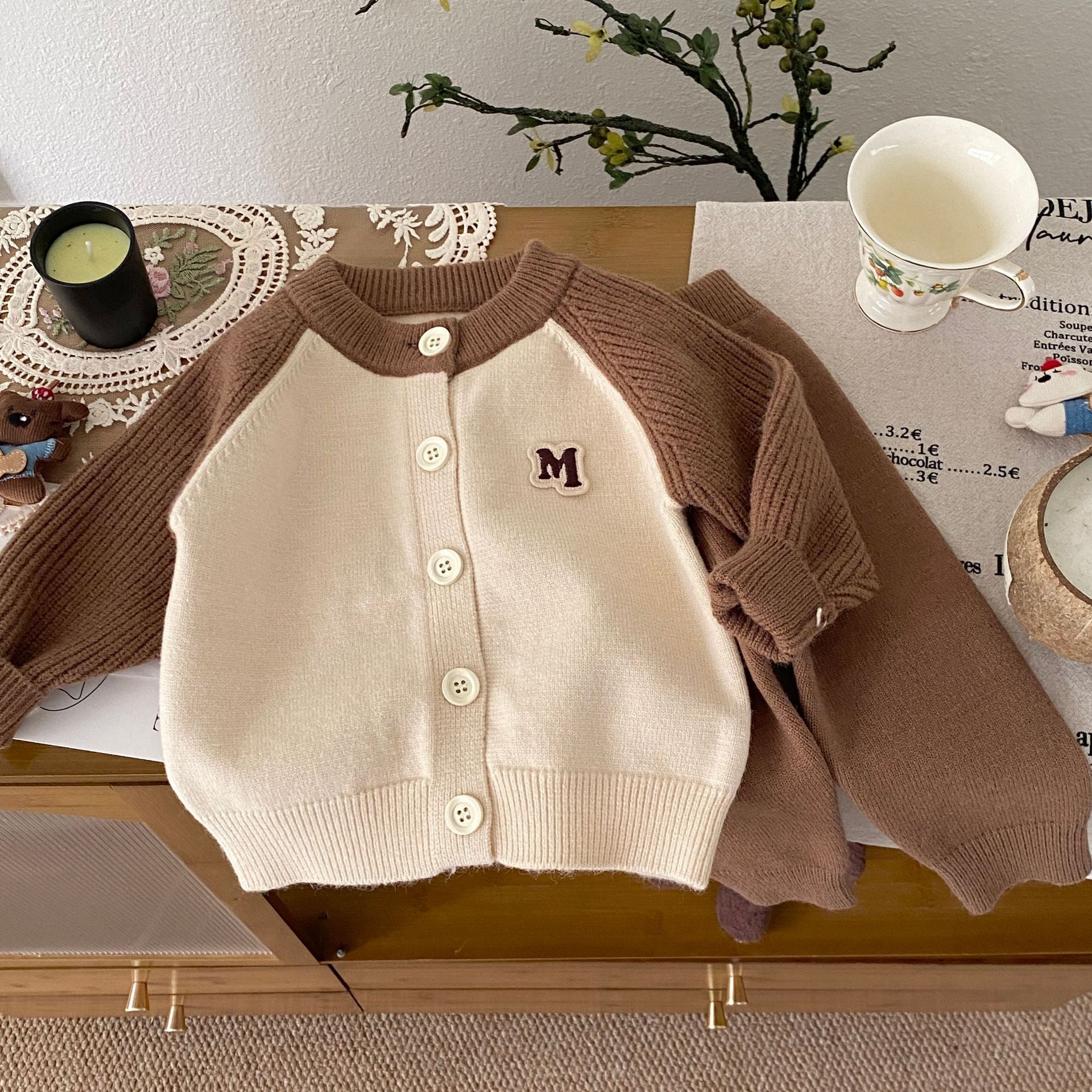 Autumn and Winter Arrival Baby Kids Unisex Long Sleeves Letters and Cartoon Pattern Crew Neck Knitted Cardigan and Pants Clothing Sets, MyKids-USA®, Baby & Toddler Outfits, MyKids-USA - Size/Age - 66 (3-6M) - Color - Brown -  -  - TR2509212356-A