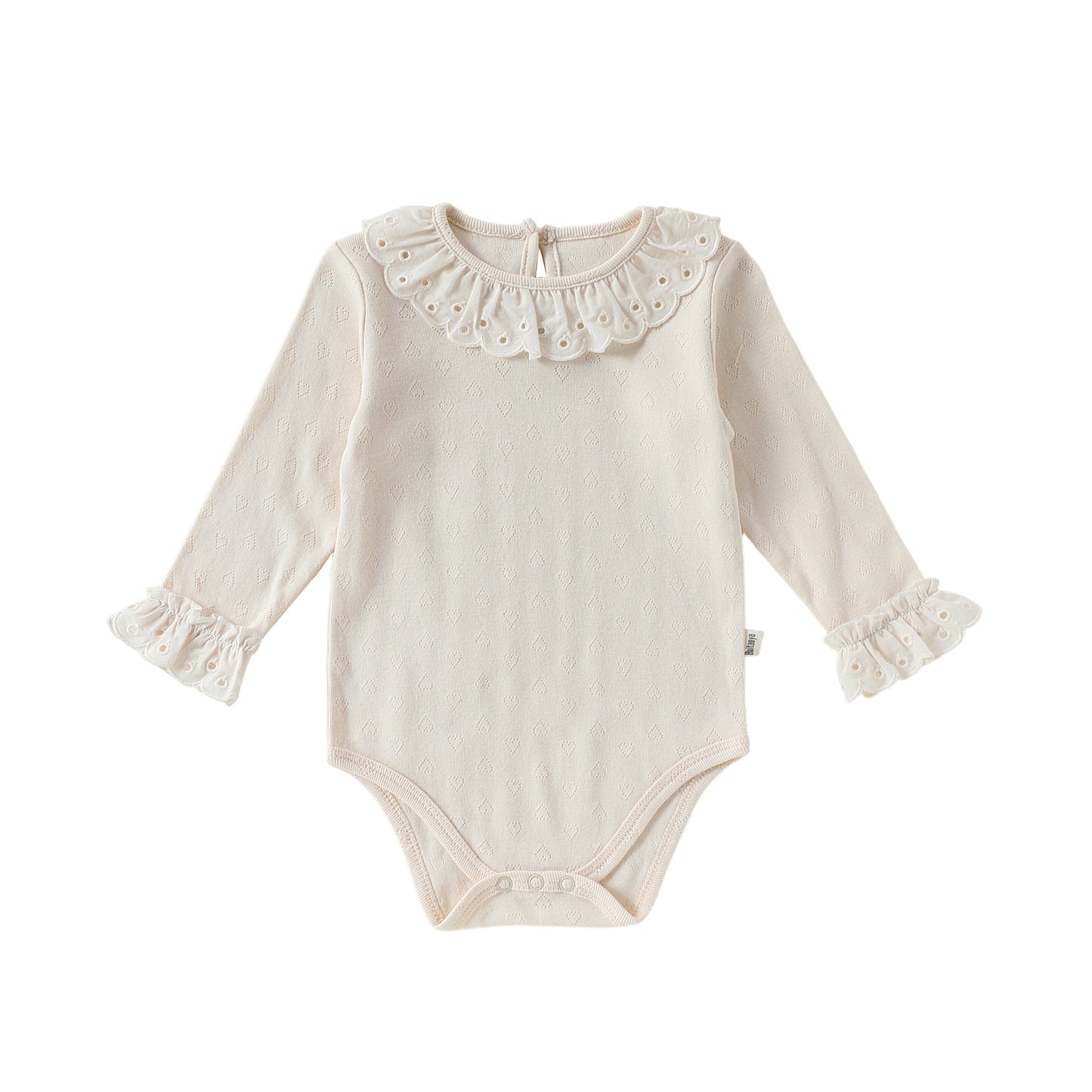 Spring Arrival Baby Girls Long Sleeves Solid Color Bodysuit with Collar, MyKids-USA®, Bodysuits, MyKids-USA - Size/Age - 66 (3-6M) - Color - Beige -  -  - TR2603052351-A.