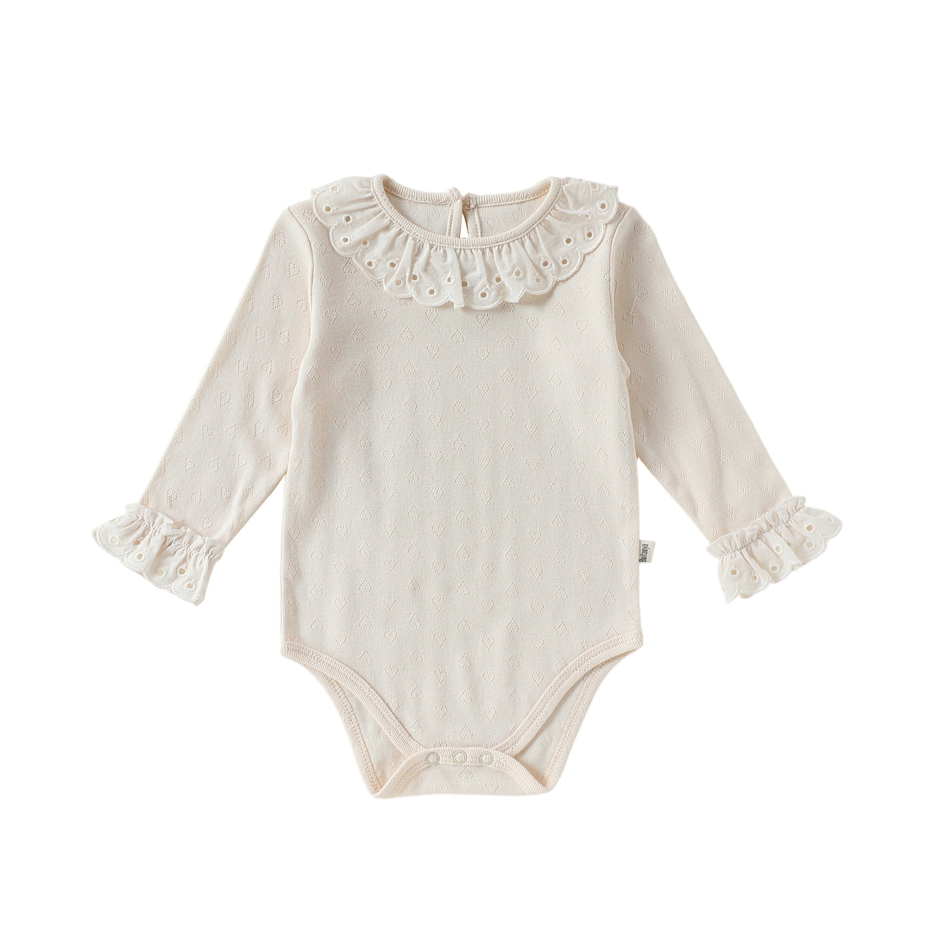 Spring Arrival Baby Girls Long Sleeves Solid Color Bodysuit with Collar, MyKids-USA®, Bodysuits, MyKids-USA - Size/Age - 66 (3-6M) - Color - Beige -  -  - TR2603052351-A.