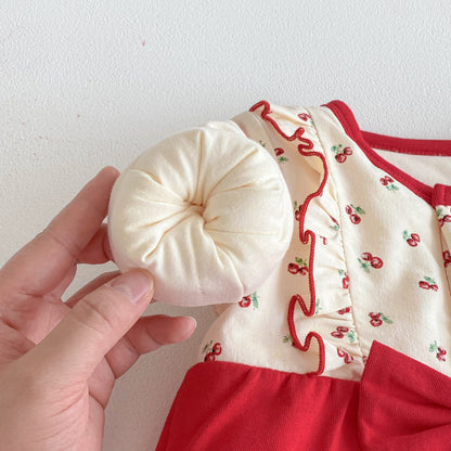 Autumn and Winter Arrival Baby Girls Long Sleeves Cherry Pattern Color Patchwork Rompers, MyKids-USA®, Baby One-Pieces, MyKids-USA -  -  -  -  -  -  - .