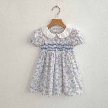 Summer Girls Arrival Butterfly Pattern Short Sleeves Onesies and Girls’ Dress – Princess Sister Matching Set, MyKids-USA®, Baby & Toddler Dresses, MyKids-USA - Size/Age - 66 (3-6M) - Color - Blue -  -  - TR2505132152-B