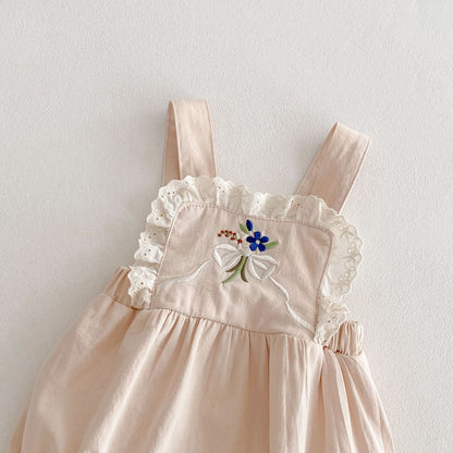 Summer Arrival Baby Girls Sleeveless Flowers Pattern Embroidered Bodysuit Overalls, MyKids-USA®, Baby & Children's One-Pieces, MyKids-USA -  -  -  -  -  -  - .