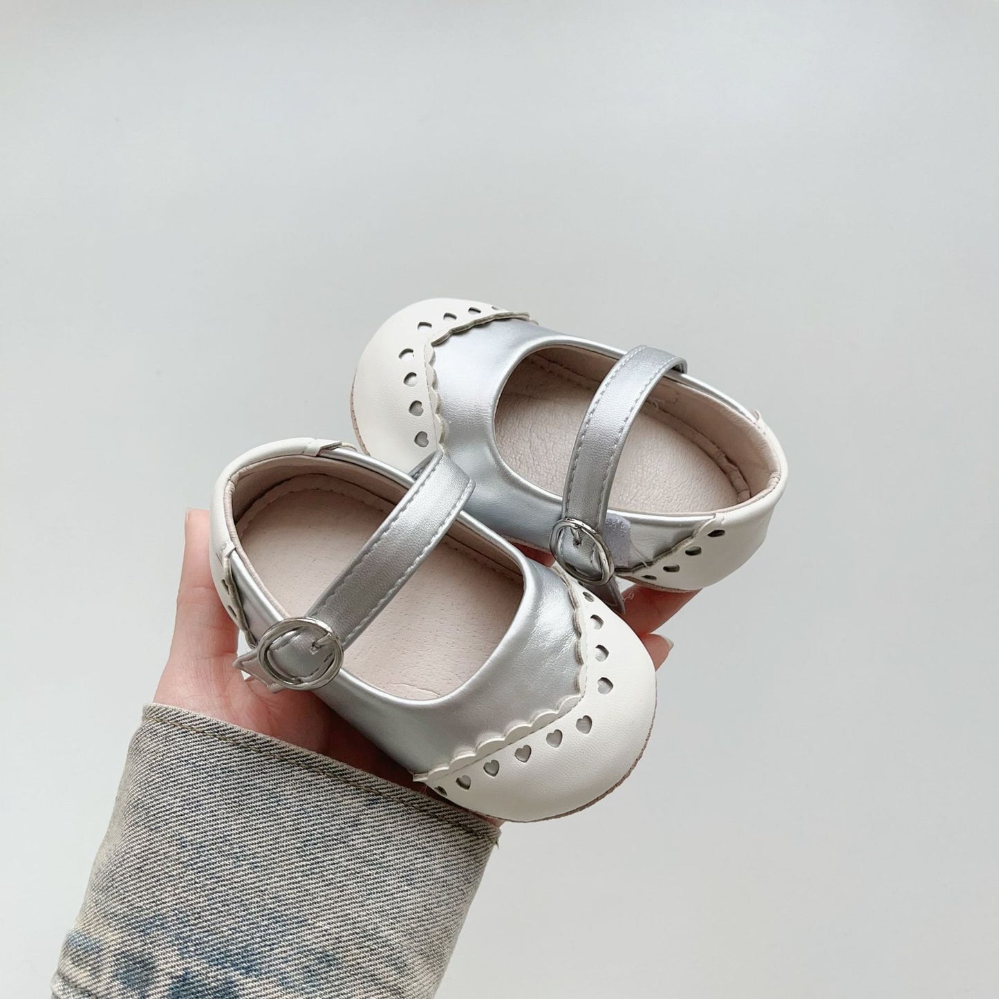 Spring and Summer Baby Girl Fashion Little Hearts Pattern Toddler Soft-Sole Anti-slip Walking Shoes, MyKids-USA®, Baby & Toddler Shoes, MyKids-USA - Size/Age - insole length 12.00 cm - Color - Silver -  -  - TR2503182234-E