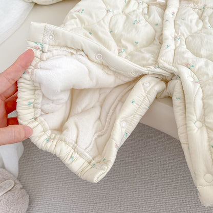 Winter Arrival Baby Girls Long Sleeves Floral Pattern Fleece-Lined Warm Rompers, MyKids-USA®, Baby One-Pieces, MyKids-USA -  -  -  -  -  -  - 