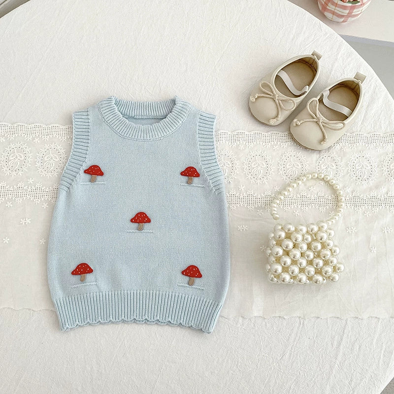 Autumn Arrival Baby Unisex Comfortable Mushrooms Pattern Knitted Sleeveless Vest, MyKids-USA®, Sweaters, MyKids-USA -  -  -  -  -  -  - 
