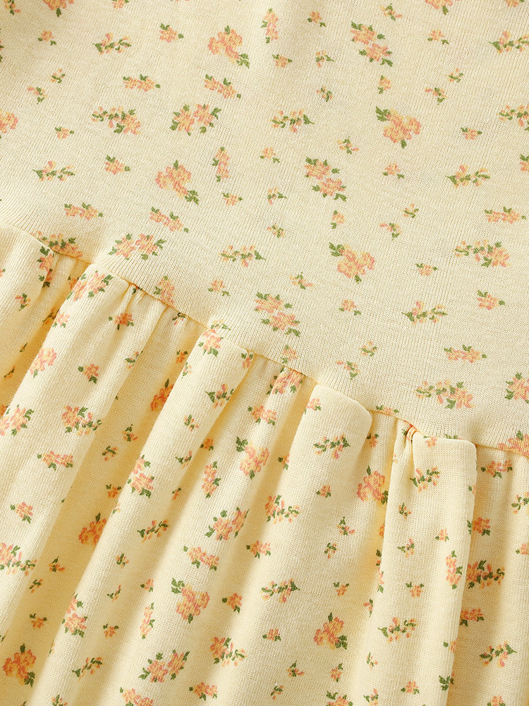 Summer Baby Kids Girls Short Sleeves Floral Pattern Dress