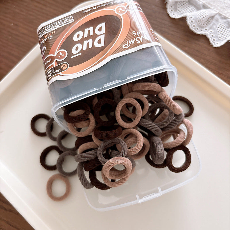 Collection of 100 Versatile Colorful Hair Ties, MyKids-USA®, Ponytail Holders, MyKids-USA - Size/Age - Average Size (0-12Y） - Color - Coffee -  -  - TR2602081244-C.