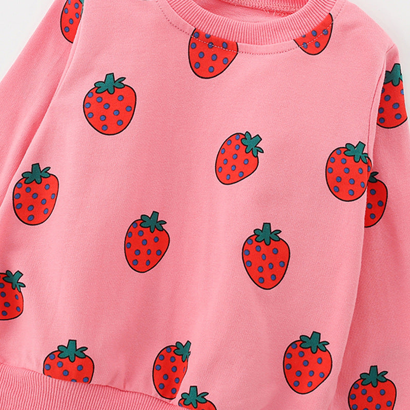 Autumn and Spring Arrival Fruits Pattern Long Sleeves Crew Neck Pullover for Stylish Girls, MyKids-USA®, Sweatshirts, MyKids-USA -  -  -  -  -  -  - 