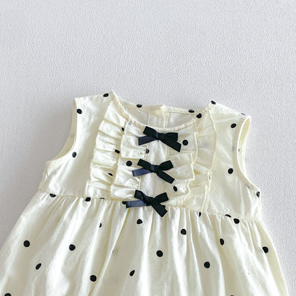 Summer Arrival Baby Girls Sleeveless Dots Pattern Bodysuit