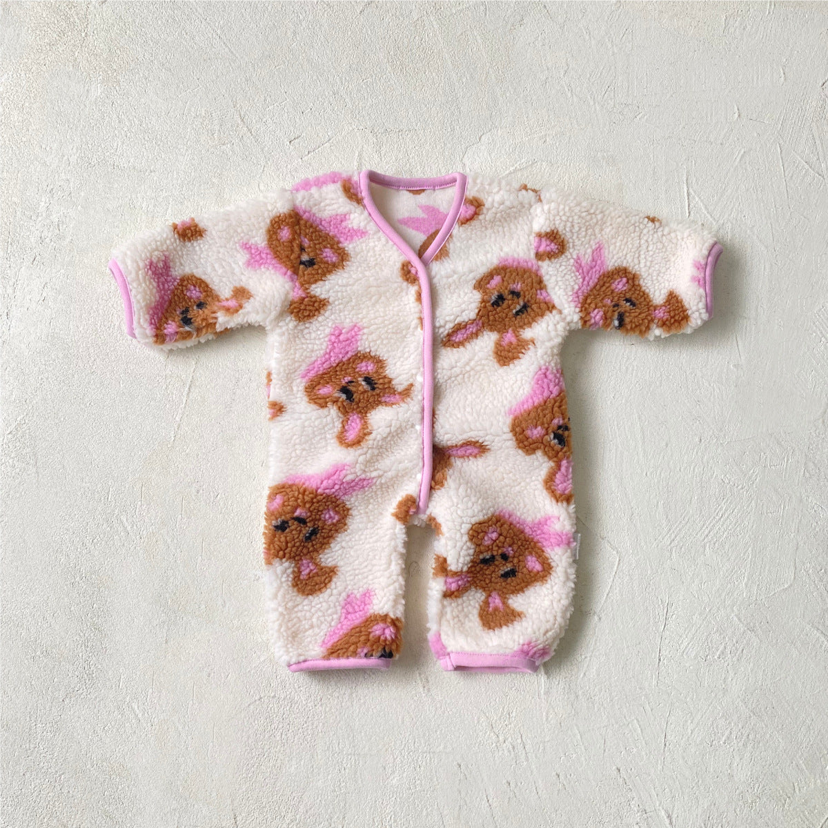 Autumn and Winter Arrival Baby Unisex Cartoon Pattern Long Sleeves Fluffy Rompers, MyKids-USA®, Baby One-Pieces, MyKids-USA - Size/Age - 66 (3-6M) - Color - Coffee -  -  - TR2601252202-B.