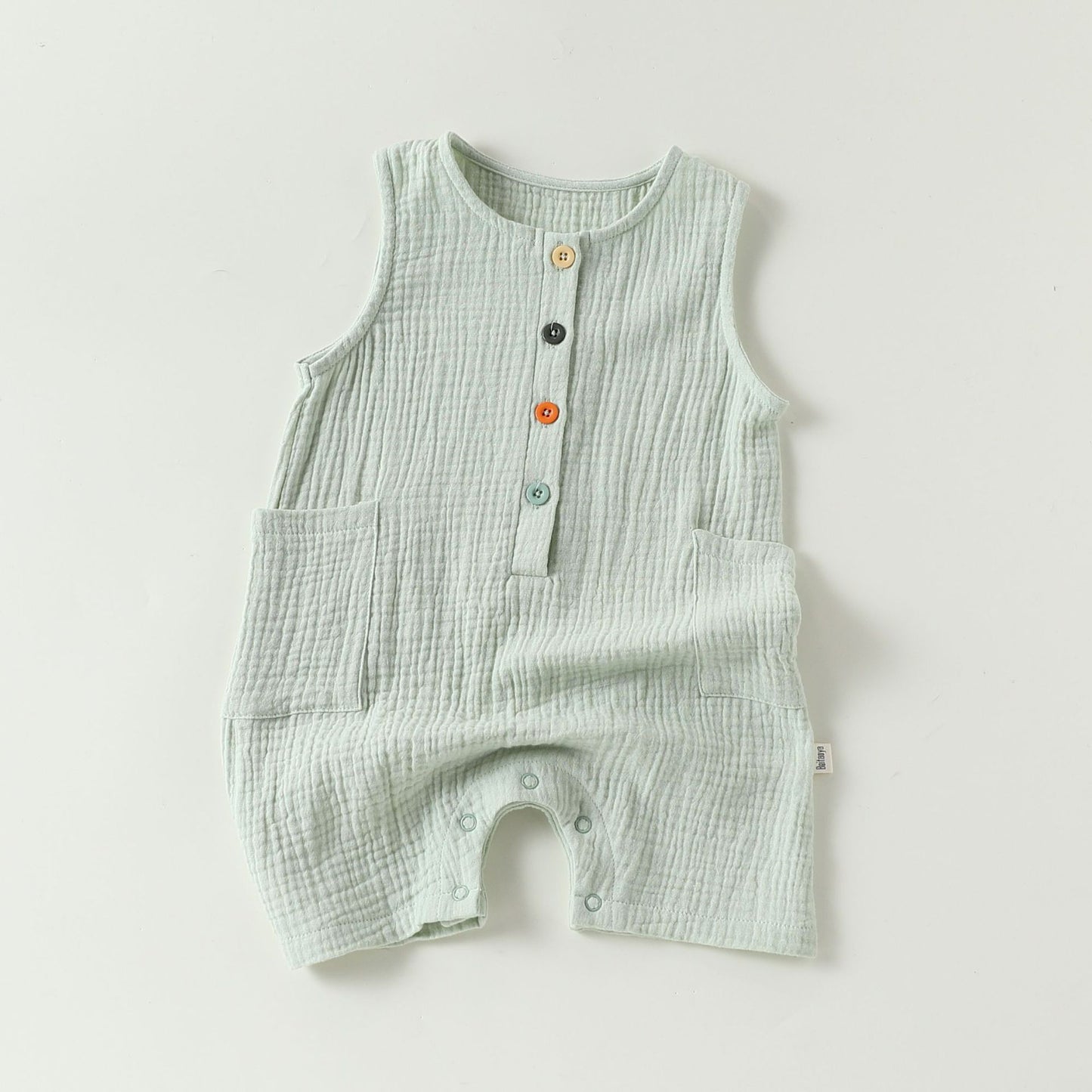 Summer Arrival Baby Unisex Sleeveless Colorful Button Rompers Bodysuits, MyKids-USA®, Bodysuits, MyKids-USA - Size/Age - 66 (3-6M) - Color - Green -  -  - TR2604272355-C.