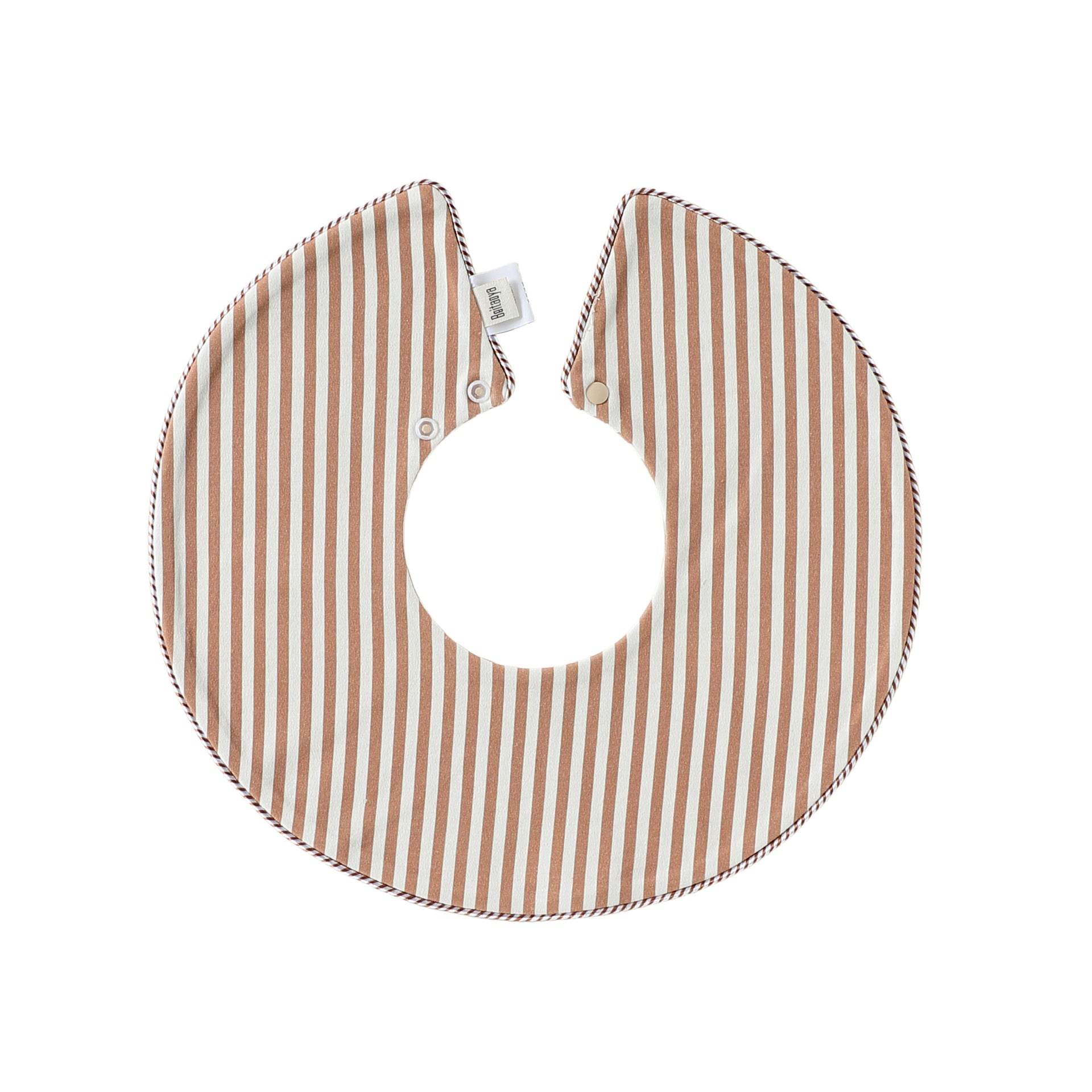 Adorable Striped Pattern Snap-on Round Shaped Bib, MyKids-USA®, Bibs, MyKids-USA - Size/Age - S (0-3Y) - Color - Brown -  -  - TR2605142357-A.