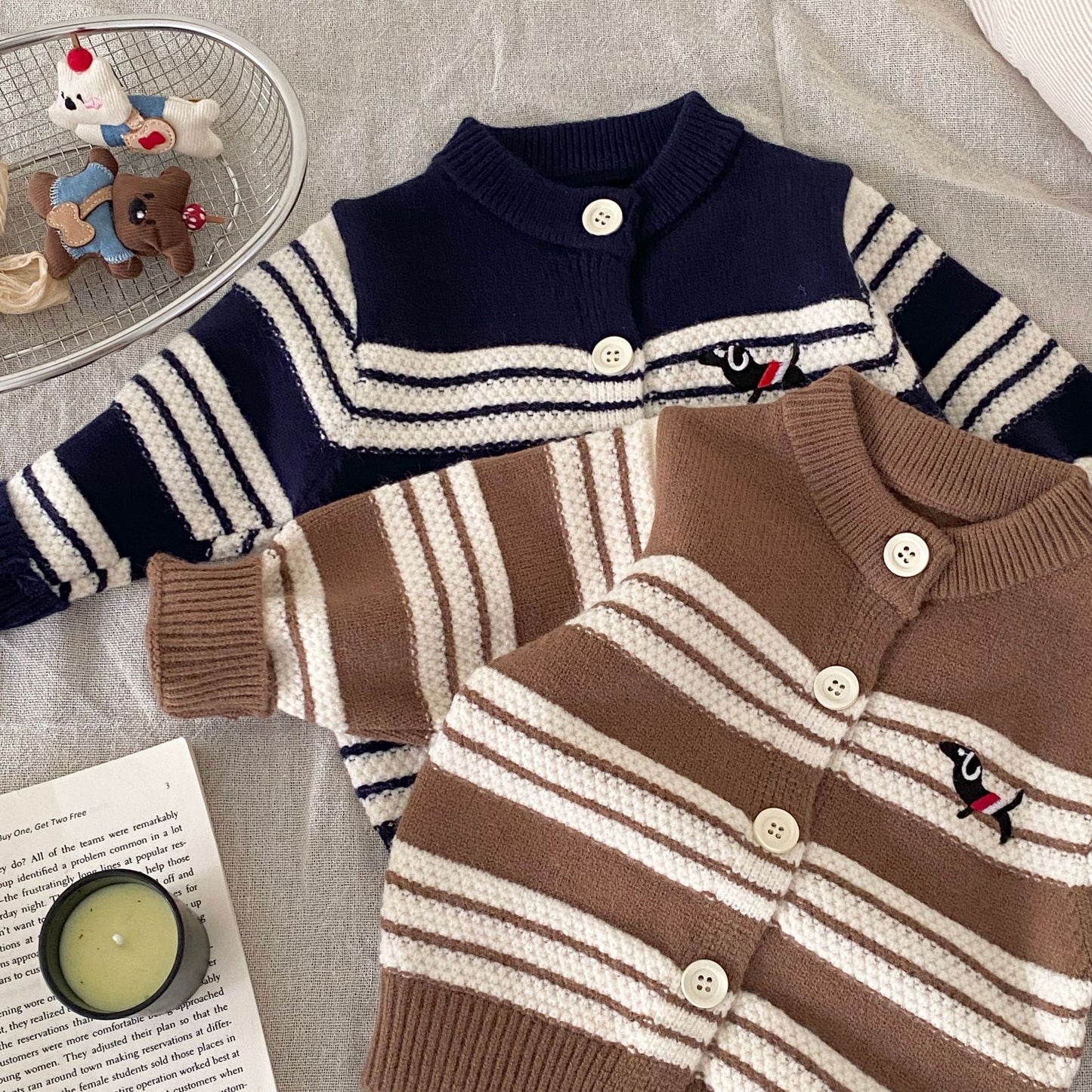 Winter and Autumn Baby Kids Unisex Striped Long Sleeves Cardigan and Pants Knitted Clothing Set, MyKids-USA®, Baby & Toddler Outfits, MyKids-USA -  -  -  -  -  -  - 