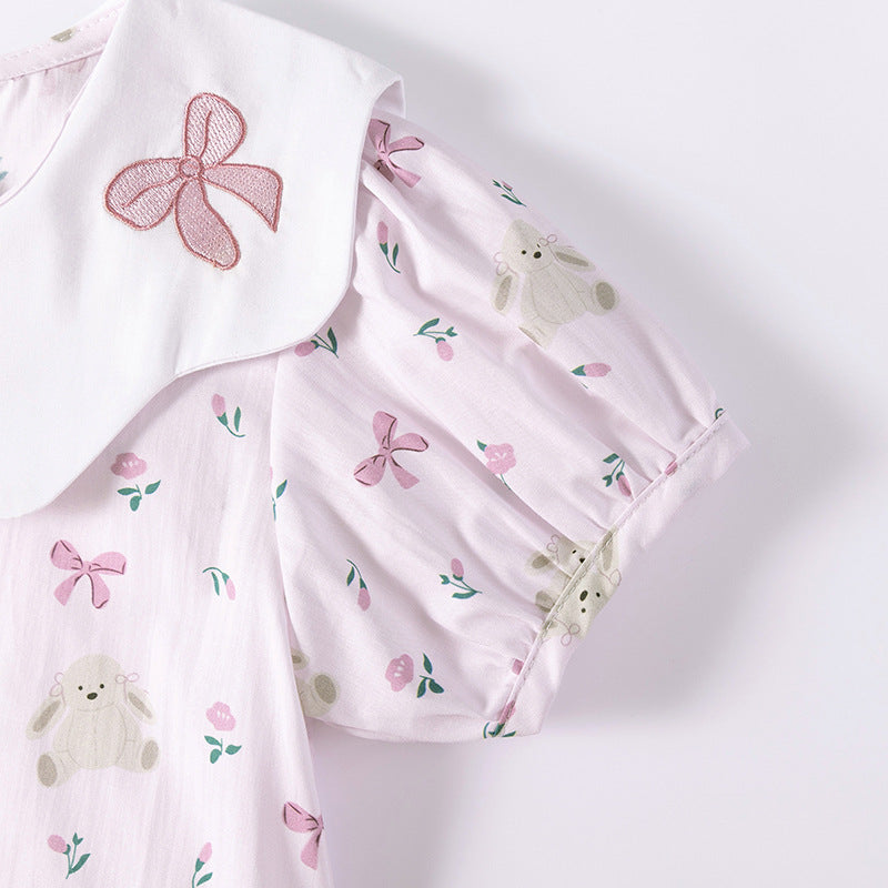 Summer Arrival Flowers and Animals Pattern Short Sleeves Dress for Stylish Girls, MyKids-USA®, Baby & Toddler Dresses, MyKids-USA -  -  -  -  -  -  - .