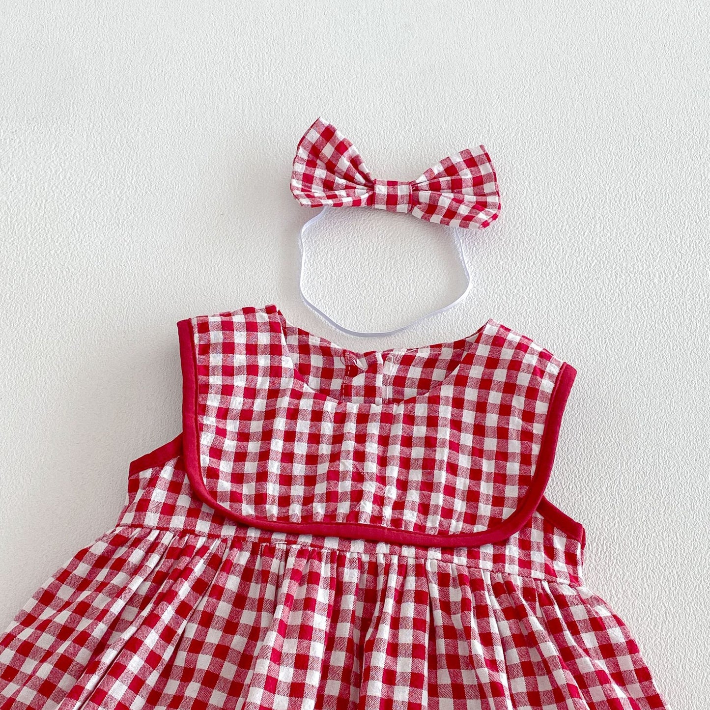 Design Summer Baby Kids Girls Sleeveless Plaid Bodysuit Dress