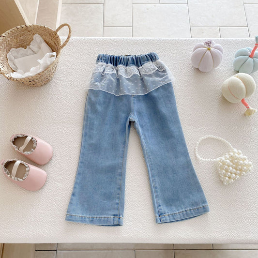 Autumn and Spring Arrival Casual American Style Lace Color Patchwork Denim Pants Wholesale, MyKids-USA®, Jeans, MyKids-USA - Size/Age - 90 (12-24M) - Color - Blue -  -  - TR2511042354-A