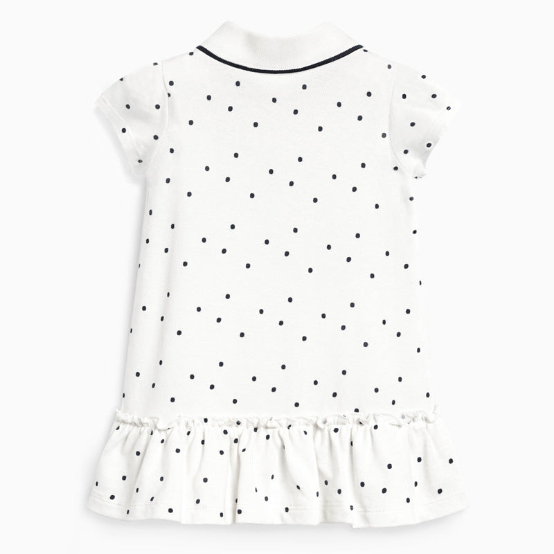 Girls’ Clothing: Summer Collection – Collar Flip Pure Cotton Unicorn Logo Children’s Polo Dress