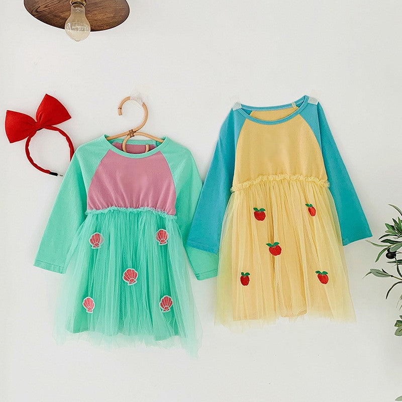 Autumn Baby Kids Girls Long Sleeves Color Patchwork Tulle Patchwork Dress, MyKids-USA®, Baby & Children's Dresses, MyKids-USA -  -  -  -  -  -  - .