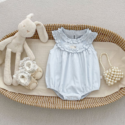 Summer Arrival Baby Girls Sleeveless Embroidery Pattern Bodyusit, MyKids-USA®, Baby & Children's One-Pieces, MyKids-USA - Size/Age - 66 (3-6M) - Color - Blue -  -  - TR2605022301-B.