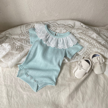 MyKids-USA® Summer Arrival Baby Girls Short Sleeves Lace Collar Bodysuit
