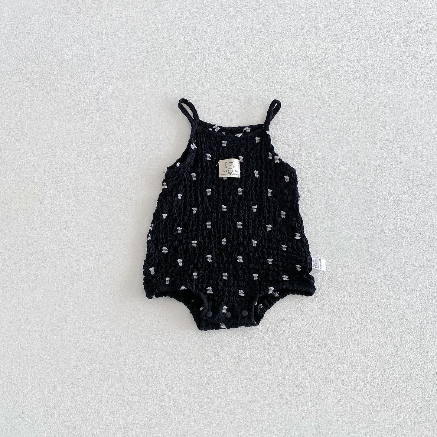 Summer Arrival Baby Girls Sleeveless Ruffle Design Strap Bodysuit, MyKids-USA®, Bodysuits, MyKids-USA - Size/Age - 66 (3-6M) - Color - Black -  -  - TR2603192358-A.