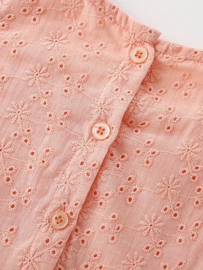 Summer Baby Kids Girls Fly Sleeves Cute Flowers Embroidery Pattern Dress