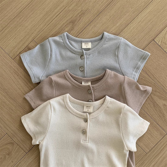 Summer Arrival Kids Unisex Crew Neck Short Sleeves Thin Solid Color Elastic Top Base T-Shirt, MyKids-USA®, Baby & Toddler Tops, MyKids-USA -  -  -  -  -  -  - .