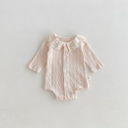 Autumn Arrival Baby Girls Long Sleeves Thin Striped Pattern Single Breasted Onesies, MyKids-USA®, Baby One-Pieces, MyKids-USA - Size/Age - 66 (3-6M) - Color - Beige -  -  - TR2509132334-A