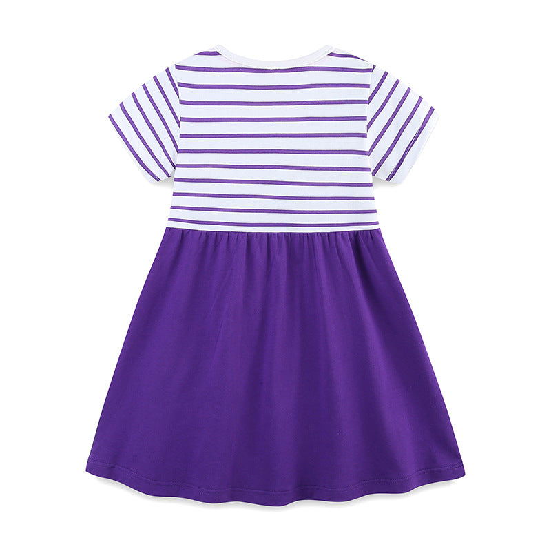 Summer Arrival Colorful Animals Pattern Short Sleeves Striped Dress for Stylish Girls, MyKids-USA®, Baby & Toddler Dresses, MyKids-USA -  -  -  -  -  -  - 