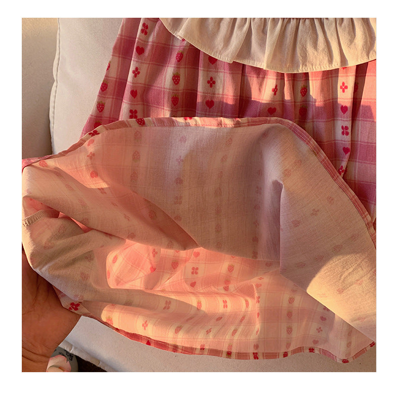 Summer Baby Kids Girls Cute Sleeveless Fruits Pattern Embroidered Plaid Dress, MyKids-USA®, Baby & Toddler Dresses, MyKids-USA -  -  -  -  -  -  - 