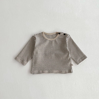Autumn Arrival Baby Unisex Striped Pattern Long Sleeves Top, MyKids-USA®, Shirts, MyKids-USA - Size/Age - 73 (6-9M) - Color - Black -  -  - TR2509152305-A
