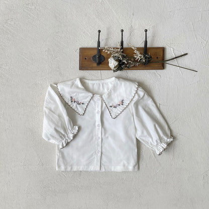 MyKids-USA® Design Autumn Baby Kids Girls Long Sleeves Flowers Embroidered Collar Shirt