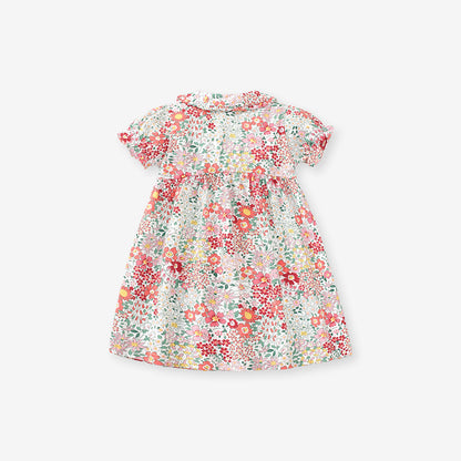 Spring And Summer Baby Girls Short Sleeves Flowers Collection Dress